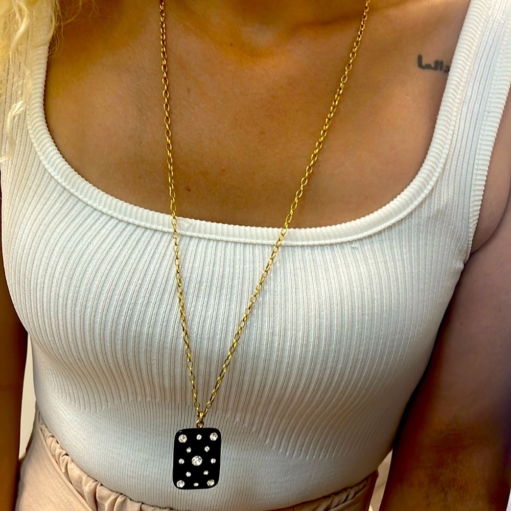 Jcrew Black Diamond Studded Necklace